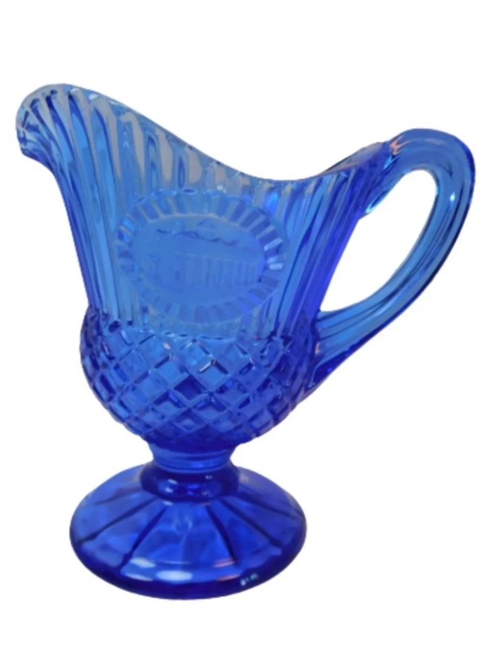 Avon Cobalt Blue Pressed Glass Creamer Pitcher fostoria